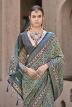 Monjolika Fashion Silk Patola Print Multi Colour Traditional Saree | Grocsy