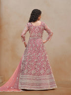 Monjolika Fashion Pink Color Embroidered Santoon Net Salwar Suit | Grocsy