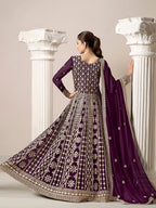 Monjolika Fashion Dark-Purple Color Embroidered Santoon Georgette Salwar Suit | Grocsy
