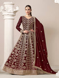 Monjolika Fashion Maroon Color Embroidered Santoon Georgette Salwar Suit | Grocsy