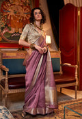 Monjolika Fashion Onion Pink Chiffon Weaving Trendy Saree | Grocsy