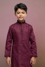Raivat Ethnic Art Silk Thread Work Kids Kurta Pajama In Maroon Colour | Grocsy