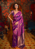 Monjolika Fashion Handloom Silk Weaving Purple Trendy Saree | Grocsy