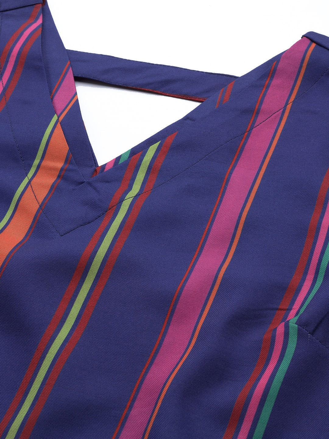 Sangria Striped & Printed Detail Kurta | Grocsy