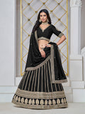 Monjolika Fashion Embroidered Art Silk Trendy Lehenga Choli In Black | Grocsy