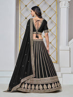 Monjolika Fashion Embroidered Art Silk Trendy Lehenga Choli In Black | Grocsy