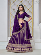 Monjolika Fashion Embroidered Art Silk Trendy Lehenga Choli In Purple | Grocsy