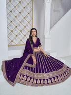 Monjolika Fashion Embroidered Art Silk Trendy Lehenga Choli In Purple | Grocsy