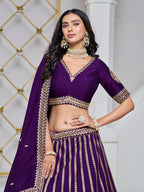 Monjolika Fashion Embroidered Art Silk Trendy Lehenga Choli In Purple | Grocsy