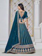 Monjolika Fashion Embroidered Art Silk Trendy Lehenga Choli In Teal | Grocsy