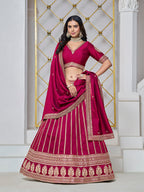 Monjolika Fashion Embroidered Art Silk Trendy Lehenga Choli In Rani Pink | Grocsy