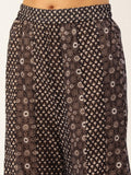 HERE&NOW Women Brown Printed Pure Cotton Top with Palazzos & With Dupatta | Grocsy