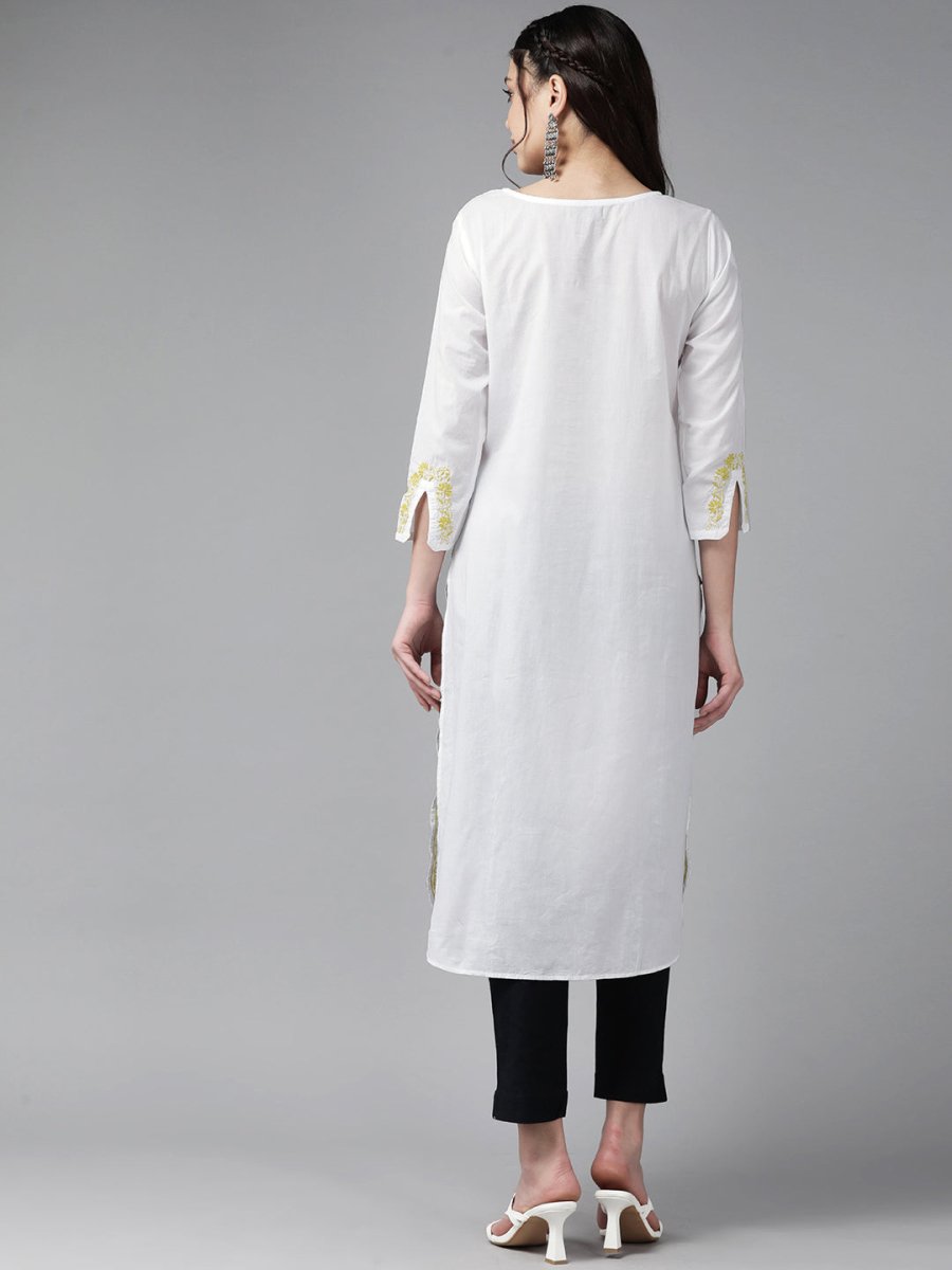 ADA Floral Embroidered Chikankari Kurta | Grocsy
