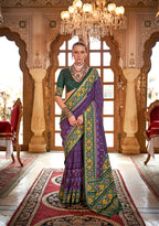 Monjolika Fashion Purple Patola Print Festival Contemporary Saree | Grocsy