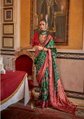 Monjolika Fashion Green Patola Print Festival Contemporary Saree | Grocsy