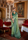 Monjolika Fashion Silk Light Green With Dark Green Border Printed Classic Saree | Grocsy