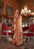 Monjolika Fashion Silk Weaving Zari Cream Traditional Saree | Grocsy