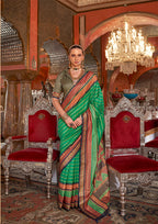 Monjolika Fashion Silk Weaving Zari Green Traditional Saree | Grocsy