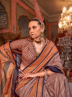 Monjolika Fashion Silk Weaving Zari Light Mauve Traditional Saree | Grocsy