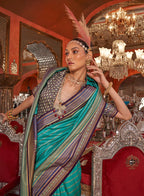Monjolika Fashion Silk Weaving Zari Turquoise Traditional Saree | Grocsy