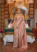 Monjolika Fashion Tussar Silk Digital Print Zari Border Light Peach Contemporary Saree | Grocsy