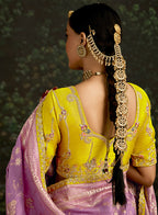 Monjolika Fashion Sequins Embroidered Border Work Dola Silk Lilac Reception Classic Saree | Grocsy