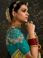 Monjolika Fashion Sequins Embroidered Border Work Dola Silk Light Olive Green Reception Classic Saree | Grocsy