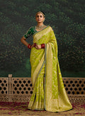 Monjolika Fashion Sequins Embroidered Border Work Dola Silk Pear Reception Classic Saree | Grocsy