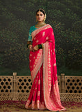 Monjolika Fashion Sequins Embroidered Border Work Dola Silk Crimson Reception Classic Saree | Grocsy