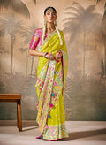 Monjolika Fashion Silk Floral Pattern Zari Work Pear Contemporary Saree | Grocsy