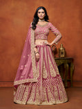 Monjolika Fashion Net Pink Embroidered Designer Lehenga Choli | Grocsy