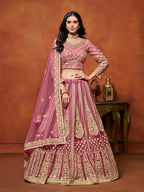 Monjolika Fashion Net Pink Embroidered Designer Lehenga Choli | Grocsy