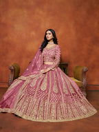 Monjolika Fashion Net Pink Embroidered Designer Lehenga Choli | Grocsy
