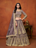 Monjolika Fashion Net Purple Embroidered Designer Lehenga Choli | Grocsy
