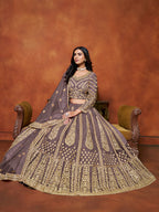 Monjolika Fashion Net Purple Embroidered Designer Lehenga Choli | Grocsy