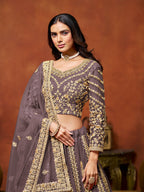 Monjolika Fashion Net Purple Embroidered Designer Lehenga Choli | Grocsy