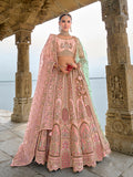 Monjolika Fashion Light Pink Silk Embroidered Sequins Thread And Zari Work Bridal Trendy Lehenga Choli | Grocsy