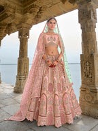 Monjolika Fashion Light Pink Silk Embroidered Sequins Thread And Zari Work Bridal Trendy Lehenga Choli | Grocsy