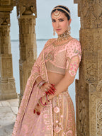 Monjolika Fashion Light Pink Silk Embroidered Sequins Thread And Zari Work Bridal Trendy Lehenga Choli | Grocsy