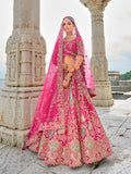 Monjolika Fashion Rani Pink Silk Embroidered Sequins Thread And Zari Work Bridal Trendy Lehenga Choli | Grocsy