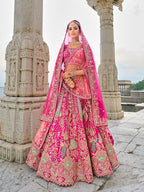 Monjolika Fashion Rani Pink Silk Embroidered Sequins Thread And Zari Work Bridal Trendy Lehenga Choli | Grocsy