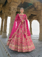 Monjolika Fashion Rani Pink Silk Embroidered Sequins Thread And Zari Work Bridal Trendy Lehenga Choli | Grocsy