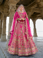 Monjolika Fashion Rani Pink Silk Embroidered Sequins Thread And Zari Work Bridal Trendy Lehenga Choli | Grocsy