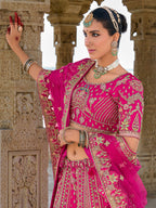 Monjolika Fashion Rani Pink Silk Embroidered Sequins Thread And Zari Work Bridal Trendy Lehenga Choli | Grocsy