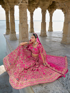 Monjolika Fashion Rani Pink Silk Embroidered Sequins Thread And Zari Work Bridal Trendy Lehenga Choli | Grocsy