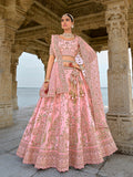 Monjolika Fashion Light Pink Silk Embroidered Sequins Thread And Zari Work Bridal Trendy Lehenga Choli | Grocsy