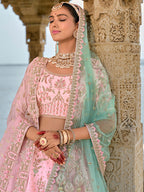 Monjolika Fashion Light Pink Silk Embroidered Sequins Thread And Zari Work Bridal Trendy Lehenga Choli | Grocsy