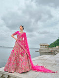 Monjolika Fashion Rani Pink Silk Embroidered Sequins Thread And Zari Work Bridal Trendy Lehenga Choli | Grocsy