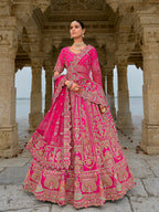 Monjolika Fashion Rani Pink Silk Embroidered Sequins Thread And Zari Work Bridal Trendy Lehenga Choli | Grocsy