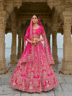 Monjolika Fashion Rani Pink Silk Embroidered Sequins Thread And Zari Work Bridal Trendy Lehenga Choli | Grocsy